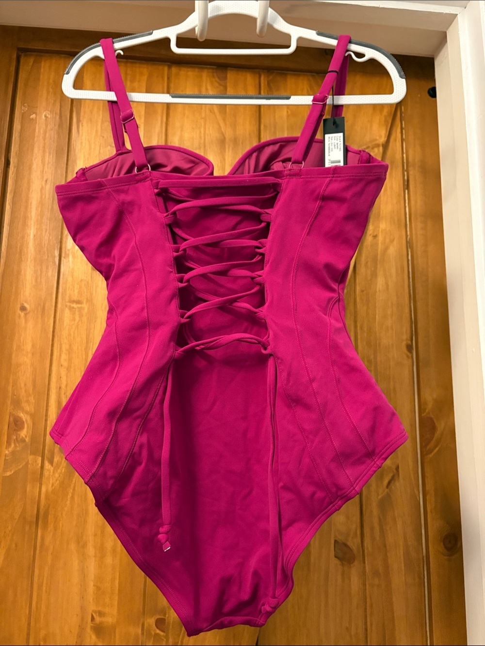 TA3 Lushy Vibrant Berry Bustier One-Piece Swimsuit D/DD Size Large-Short Torso - Picture 4 of 9